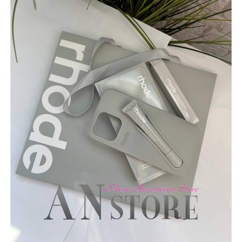 Чохол rhode з блиском для губ на iPhone 12 в сірому кольорі LIP CASE GREY COLOR 